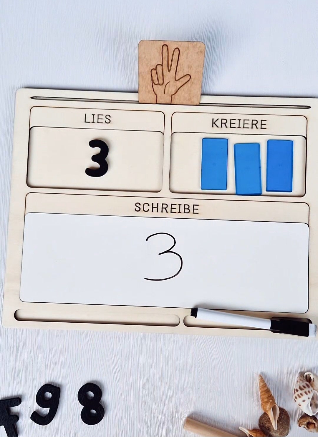 Zubehör für das Sand Tablett, Holz Buchstaben und Zahlen