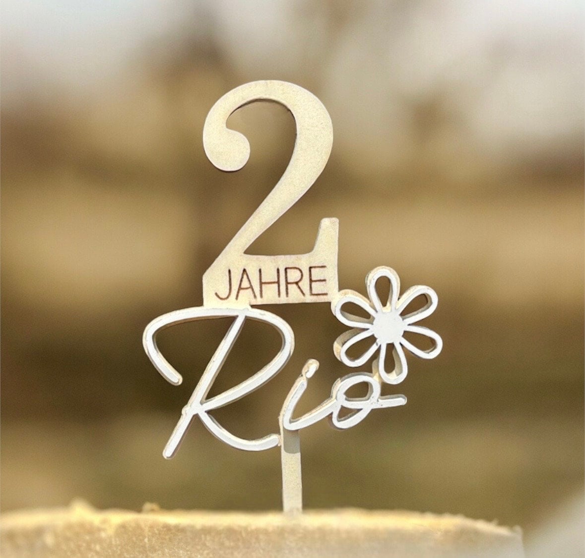1 Jahr alt mit Name & Gänseblümchen, Cake Topper für den 1.-99. Geburtstag