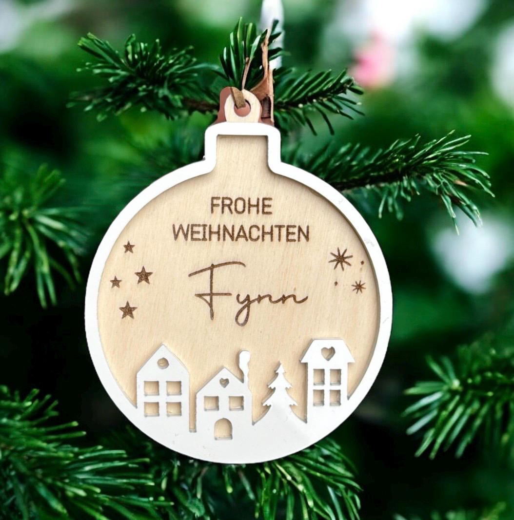 Anhänger Häuser Landschaft, Baumschmuck für Weihnachten