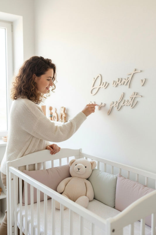 Du wirst so geliebt, Holz Schriftzug, Wand Dekoration im Kinderzimmer