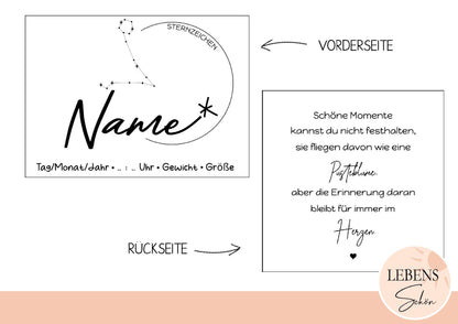 Erinnerungskiste Sternzeichen, Geschenk zur Geburt, Babyparty, Taufe
