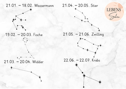 Erinnerungskiste Sternzeichen, Geschenk zur Geburt, Babyparty, Taufe
