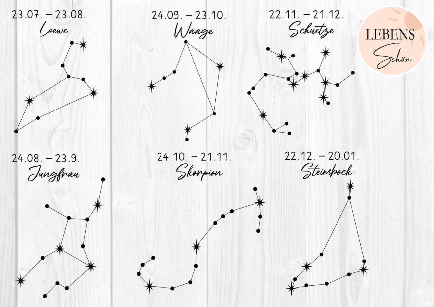 Erinnerungskiste Sternzeichen, Geschenk zur Geburt, Babyparty, Taufe