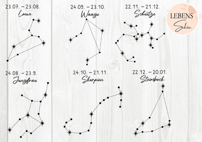 Erinnerungskiste Sternzeichen, Geschenk zur Geburt, Babyparty, Taufe