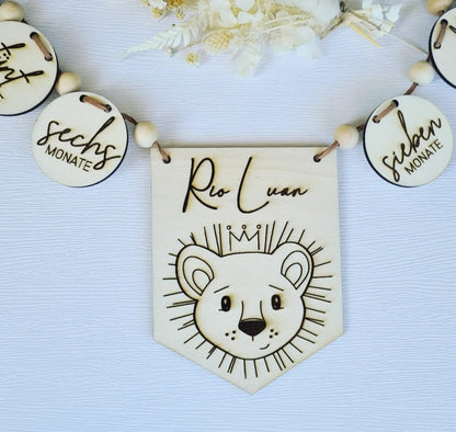Girlande 13 - 24 Monate mit Tier Motiven, DIY Wanddekoration & Foto Banner für den 2. Geburtstag