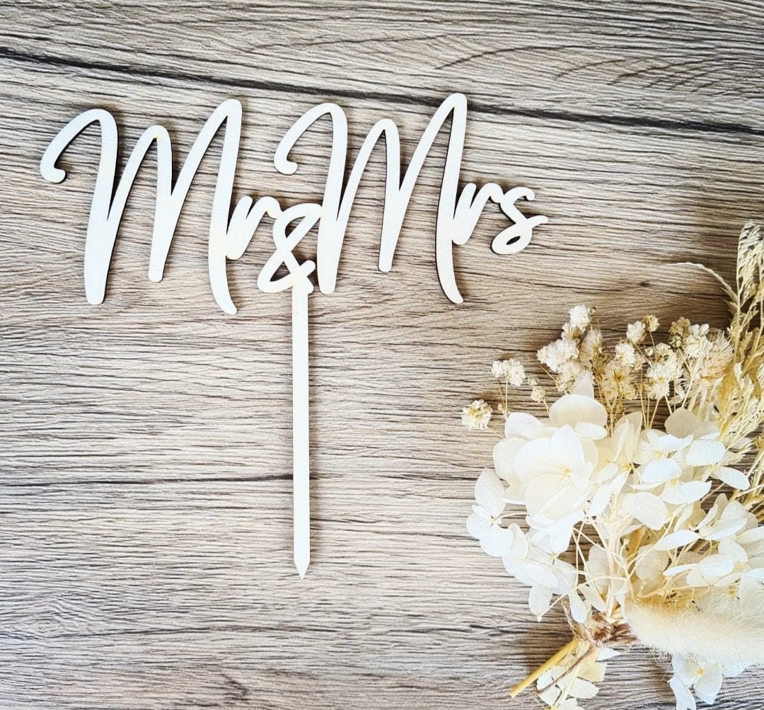Mr & Mrs Cake Topper Name, Stecker für Torte und Kuchen