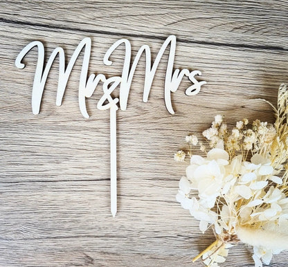 Mr & Mrs Cake Topper Name, Stecker für Torte und Kuchen