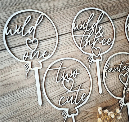 Cake Topper für den 1. - 5. Geburtstag, Tortenstecker wild one, two cute, wild & three, fantastic four, high five