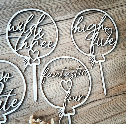 Cake Topper für den 1. - 5. Geburtstag, Tortenstecker wild one, two cute, wild & three, fantastic four, high five