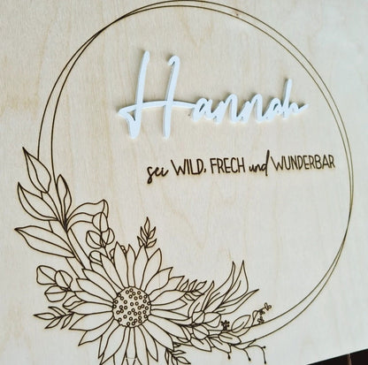 Erinnerungskiste Sonnenblumen Kranz, Geschenkidee zur Geburt, Taufe, Hochzeit, Babyparty