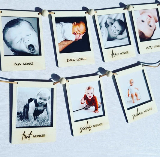 Polaroid Girlande für den 1. Geburtstag, DIY Foto Banner & Wanddekoration