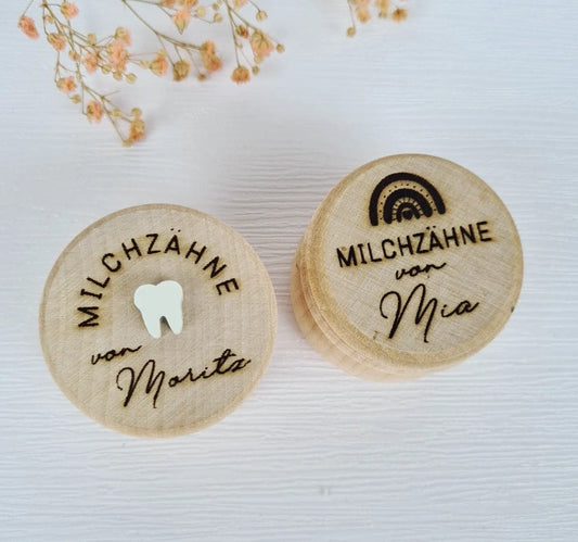Milchzahndose personalisiert mit 3D Effekt, Aufbewahrung für die Wackelzähne