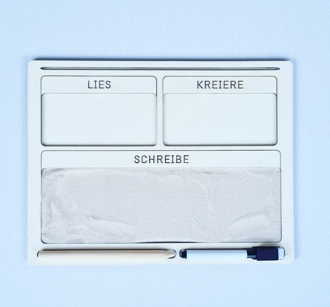 Holz Schreibbrett Set, Sand Tablett, zum Schreiben, Lesen & Zählen lernen