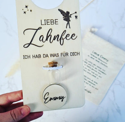 Türschild Nachricht für die Zahnfee, Aufhängung an die Tür, Milchzahn Aufbewahrung