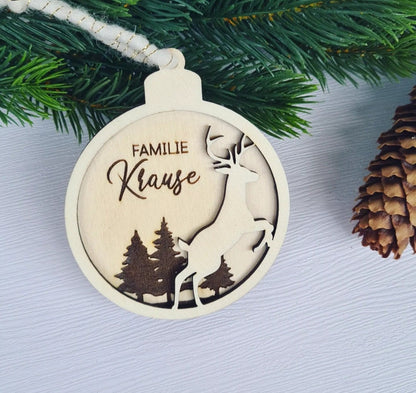 3D Anhänger Hirsch Silhouette, Baumschmuck für Weihnachten