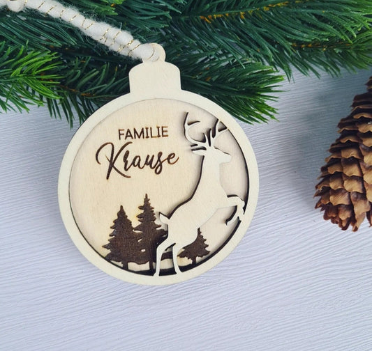 3D Anhänger Hirsch Silhouette, Baumschmuck für Weihnachten