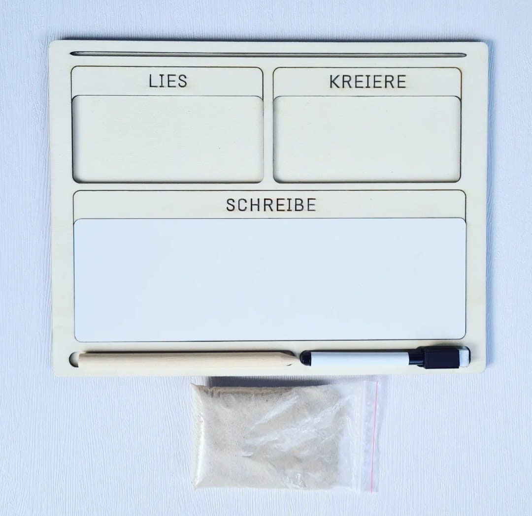 Holz Schreibbrett Set, Sand Tablett, zum Schreiben, Lesen & Zählen lernen