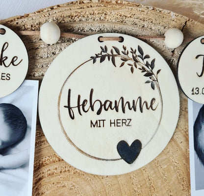 DIY Girlande Abschiedsgeschenk für die Hebamme, Foto Banner Neugeborene