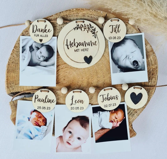 DIY Girlande Abschiedsgeschenk für die Hebamme, Foto Banner Neugeborene