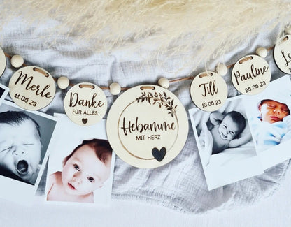 DIY Girlande Abschiedsgeschenk für die Hebamme, Foto Banner Neugeborene