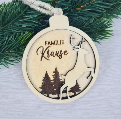 3D Anhänger Hirsch Silhouette, Baumschmuck für Weihnachten