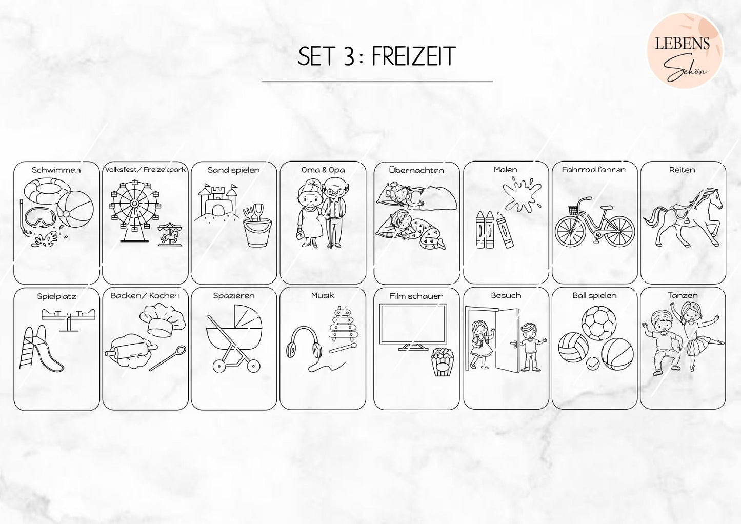 Set 2 - 5, Ergänzung zum Holz Tagesplan mit der Leiste, Montessori Routine