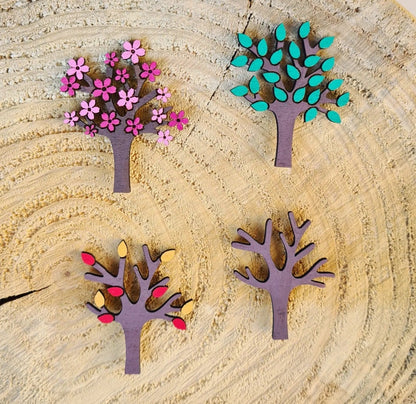 4 Jahreszeiten Baum Holz Symbole, für die Wetterstation, Ergänzung für den Tagesplan