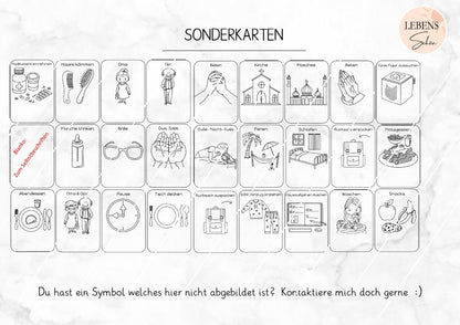 Sonder- und Zusatzkarten für den Tagesplan mit der Leiste, Montessori Tagesablauf