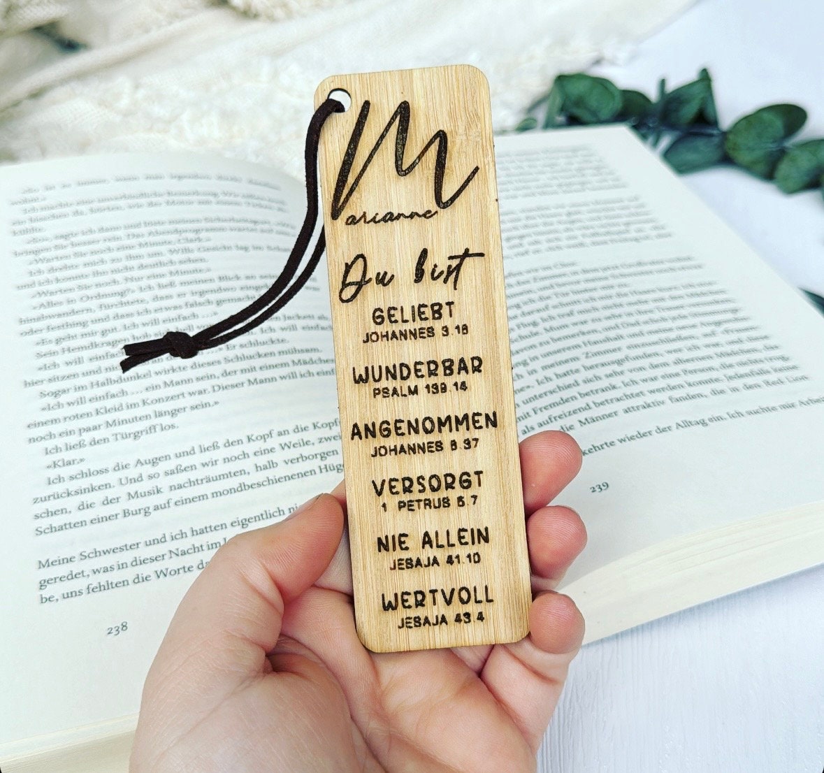 Christliches Lesezeichen für die Bibel, mit Affirmationen und Bibelversen, Du bist geliebt