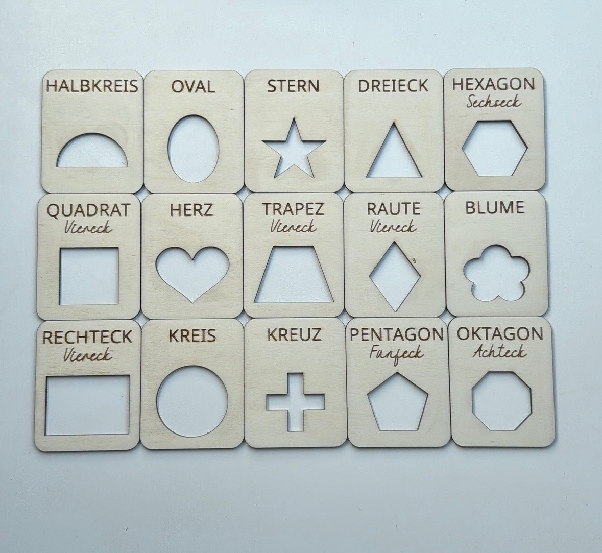 Geometrische Holz Formen zum Nachspuren, Schablonen zur Übung für die Stift Griffhaltung und Schwungübung