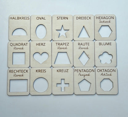 Geometrische Holz Formen zum Nachspuren, Schablonen zur Übung für die Stift Griffhaltung und Schwungübung