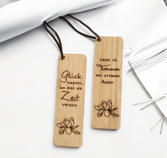 Lesezeichen mit Spruch und Lotus Blume, Geschenk für Buchliebhaber oder zu Muttertag