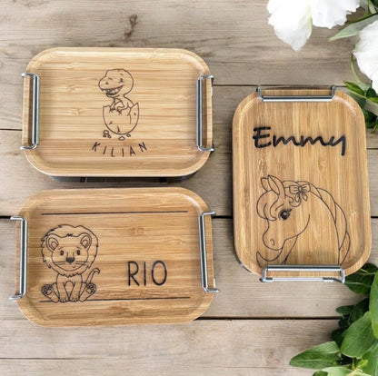Lunchbox mit Tier Motiven, Dino oder Einhorn, Brotdose, für Picknick, Snacks, Pausenbrot, Frühstück, Geschenk