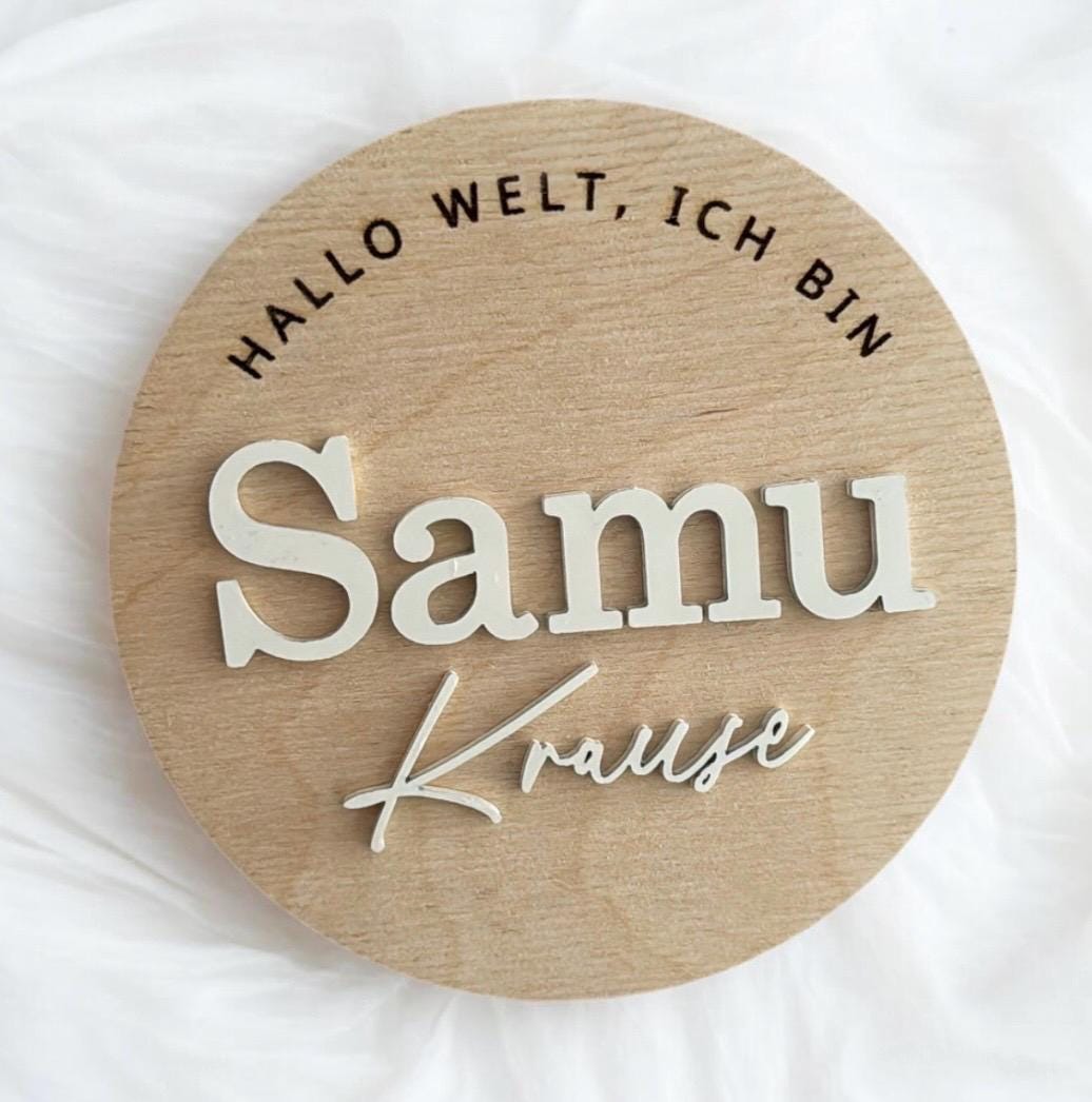 Namensverkündung Hallo Welt, Ich bin Name, Verkündung Geburt, Fotoshooting mit Baby