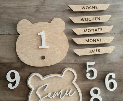 Meilensteine Baby Bär für jedes Jahr, Foto Shooting Requisite mit Monatsbild