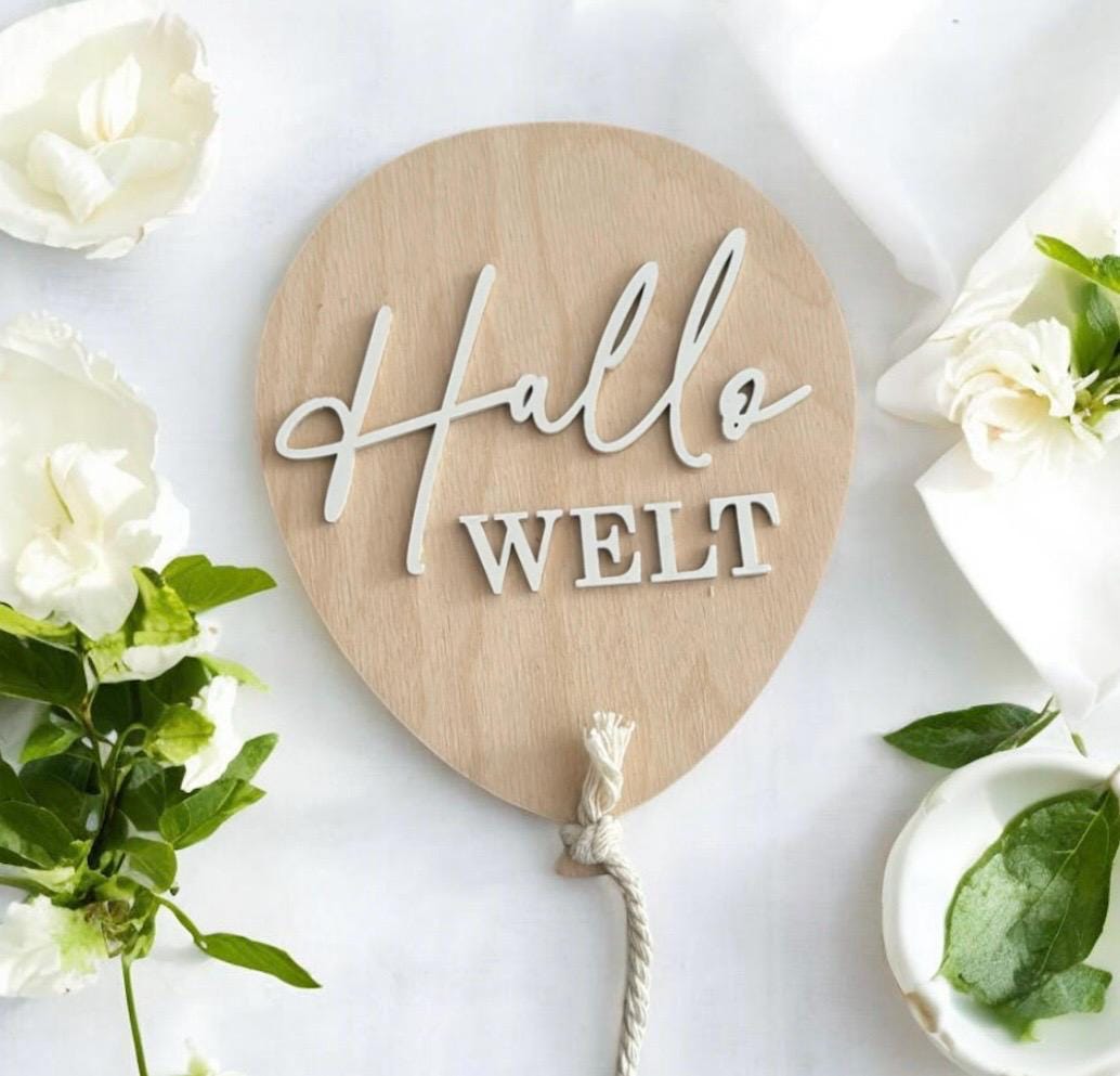 Hallo Welt Ballon, Ich bin da, Geburtsverkündung Baby