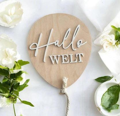 Hallo Welt Ballon, Ich bin da, Geburtsverkündung Baby