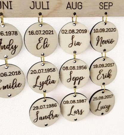 3D Holz Familien Geburtstagskalender, Kalender für das ganze Jahr