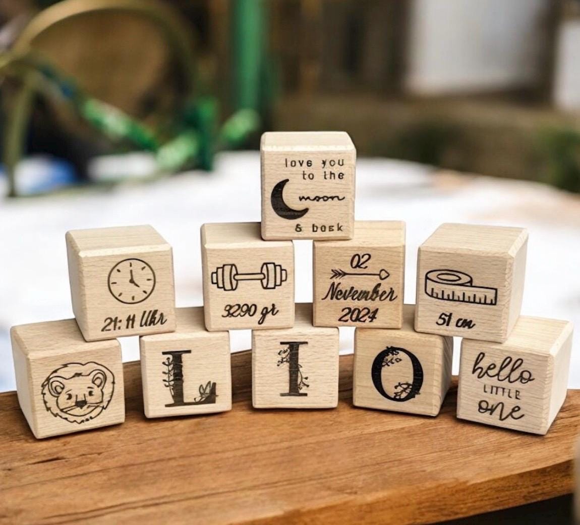 Holzwürfel Black White, Dekoration & Spielzeug Kinderzimmer, Geschenk zur Geburt