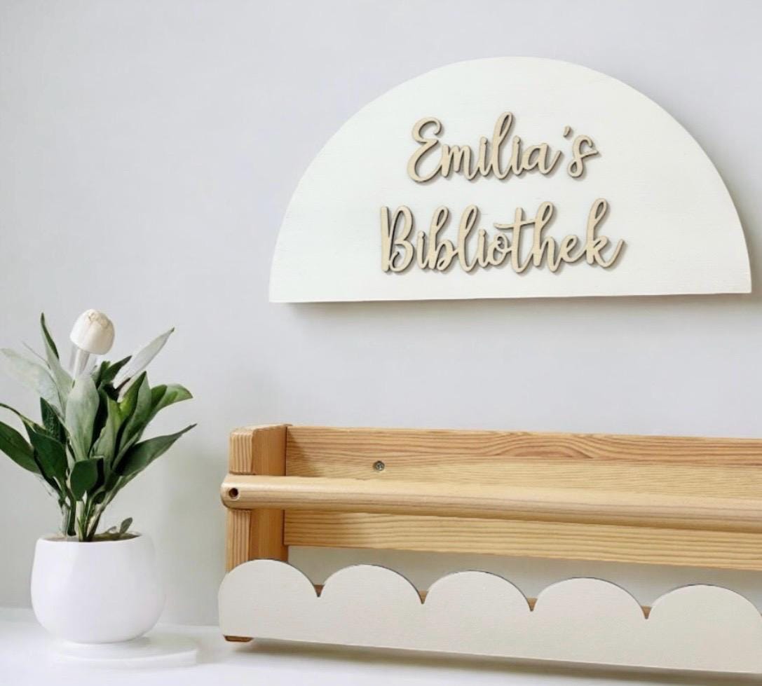 Bibliothek Schild zur Organisation von Büchern, Holz Dekoration für Ikea Trofast Bücherregal