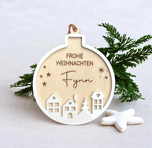Anhänger Häuser Landschaft, Baumschmuck für Weihnachten