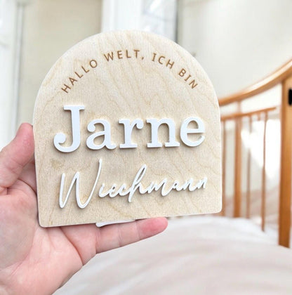 Namensverkündung Hallo Welt, Ich bin Name, Verkündung Geburt, Fotoshooting mit Baby