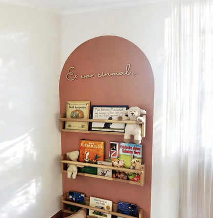 Es war einmal, Holz Schriftzug Wanddeko fürs Kinderzimmer, Bibliothek Schild für Bücher