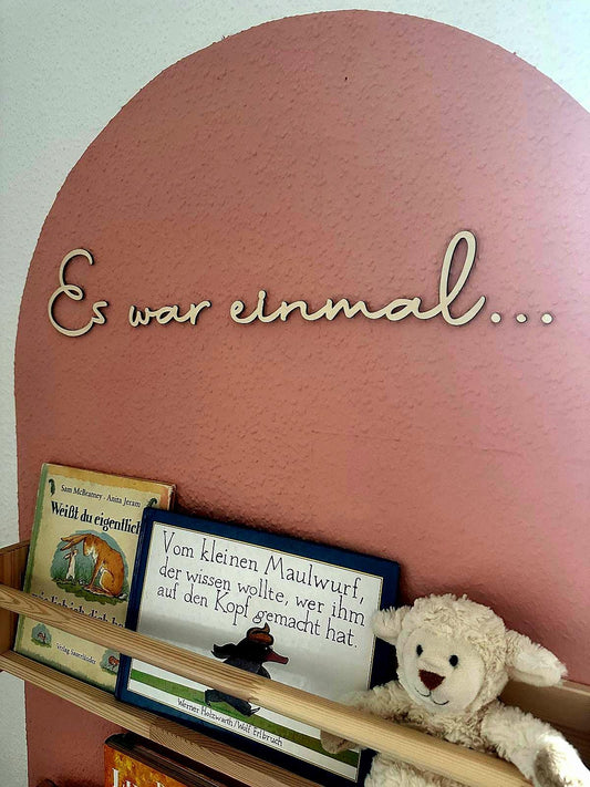 Es war einmal, Holz Schriftzug Wanddeko fürs Kinderzimmer, Bibliothek Schild für Bücher