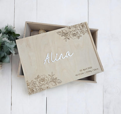 Erinnerungskiste Rosen Strauß, Geschenkidee zur Geburt, Taufe, Hochzeit, Babyparty
