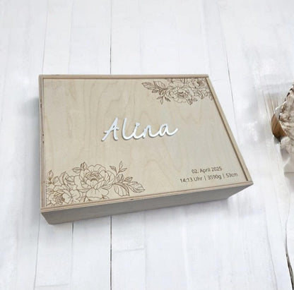 Erinnerungskiste Rosen Strauß, Geschenkidee zur Geburt, Taufe, Hochzeit, Babyparty