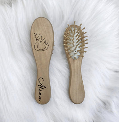 Baby Set Haarbürste aus Ziegenhaar mit Kamm und Kopfmassage, Geschenkidee