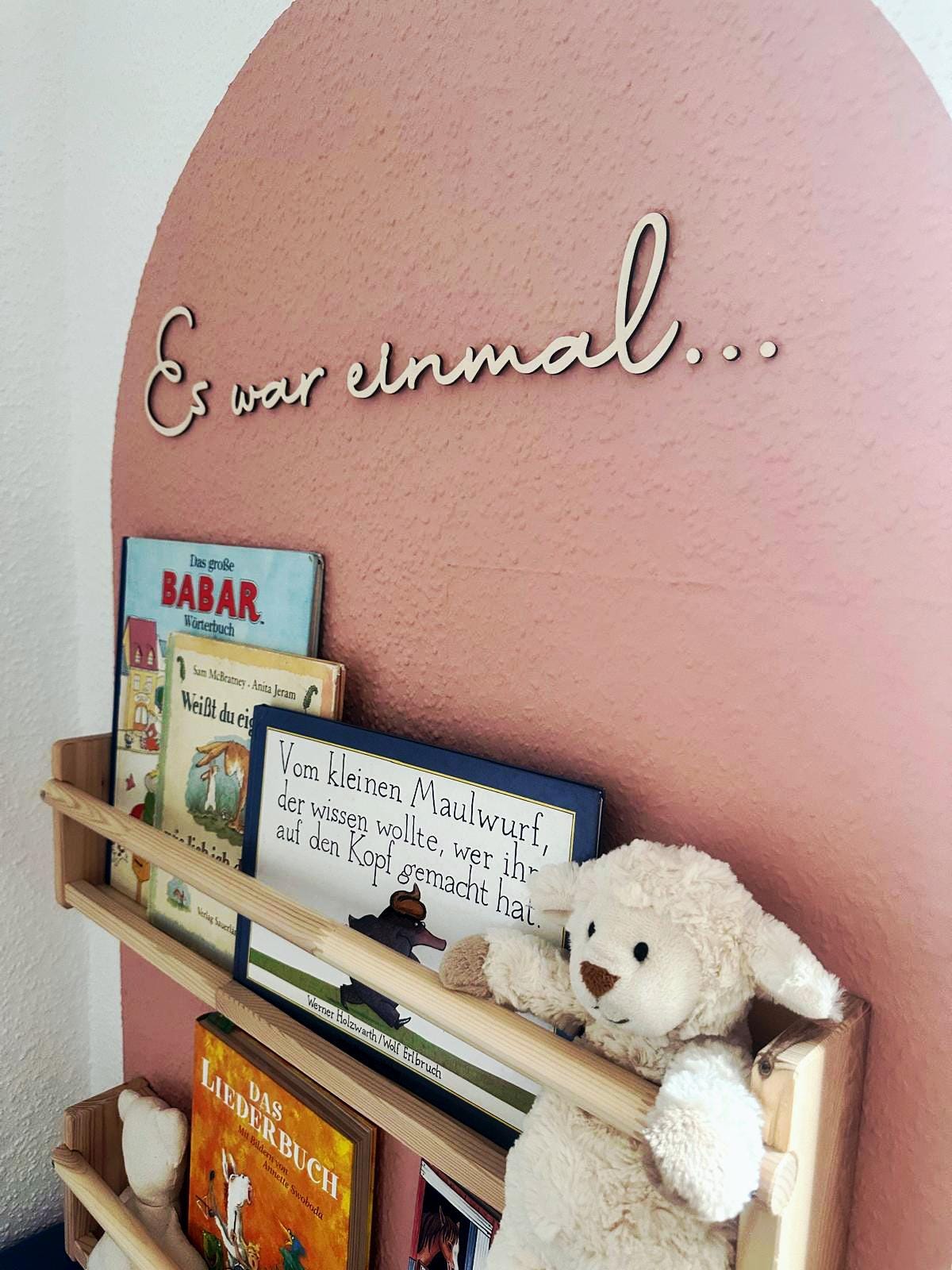 Es war einmal, Holz Schriftzug Wanddeko fürs Kinderzimmer, Bibliothek Schild für Bücher
