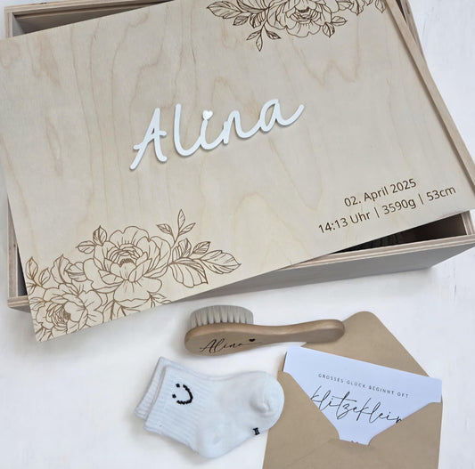 Erinnerungskiste Rosen Strauß, Geschenkidee zur Geburt, Taufe, Hochzeit, Babyparty