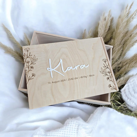 Erinnerungskiste Blumen Ranke, Geschenkidee zur Geburt, Taufe, Hochzeit, Babyparty